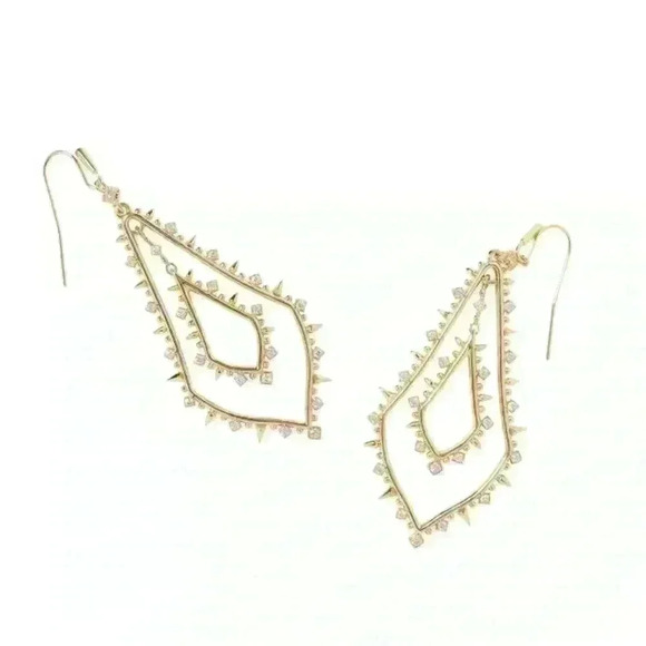NWT Kendra Scott Alora Earrings 14K Gold over Brass‎ Luxury Glam Statement - Picture 1 of 3
